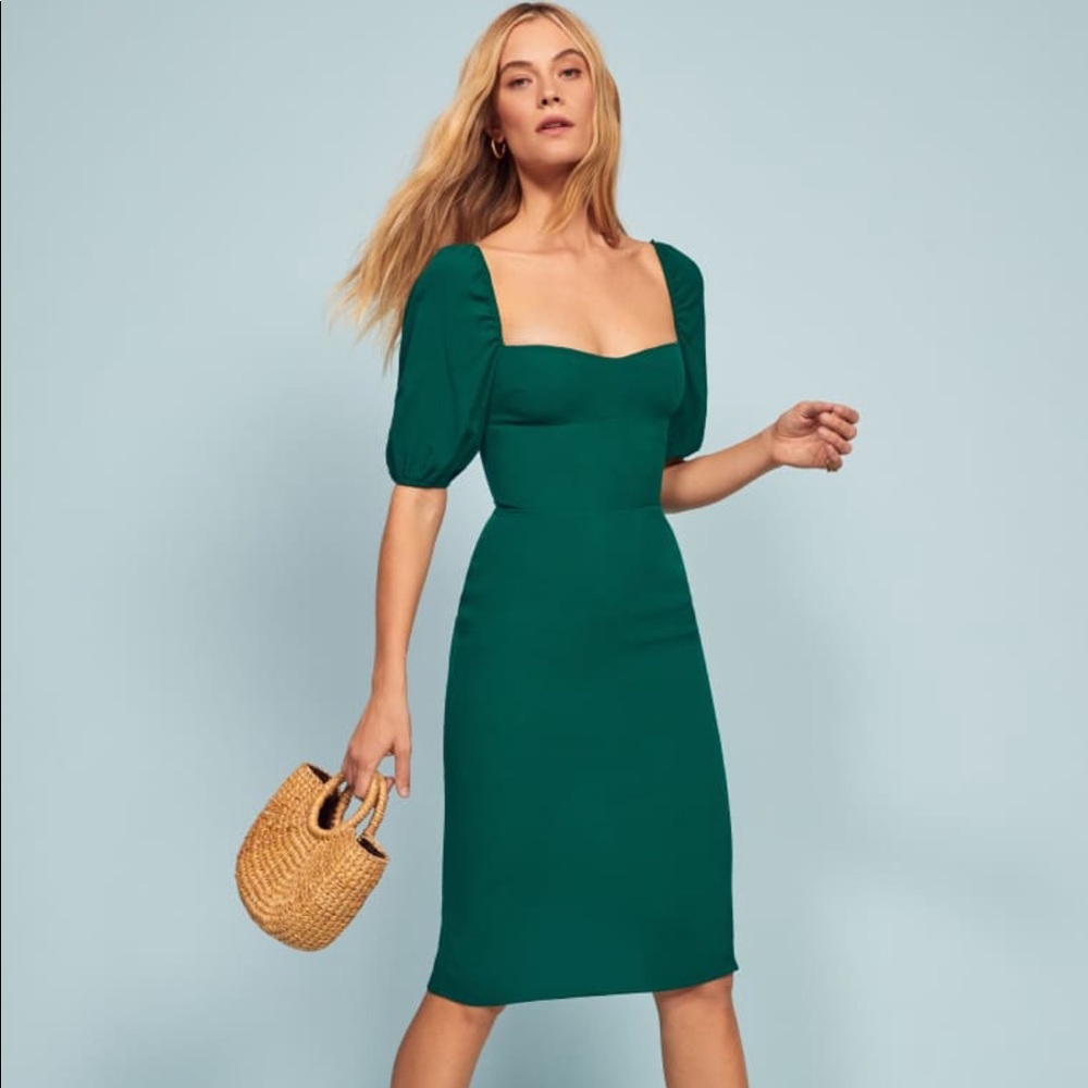 Reformation Jan Dress in Emerald size 0. NWT.